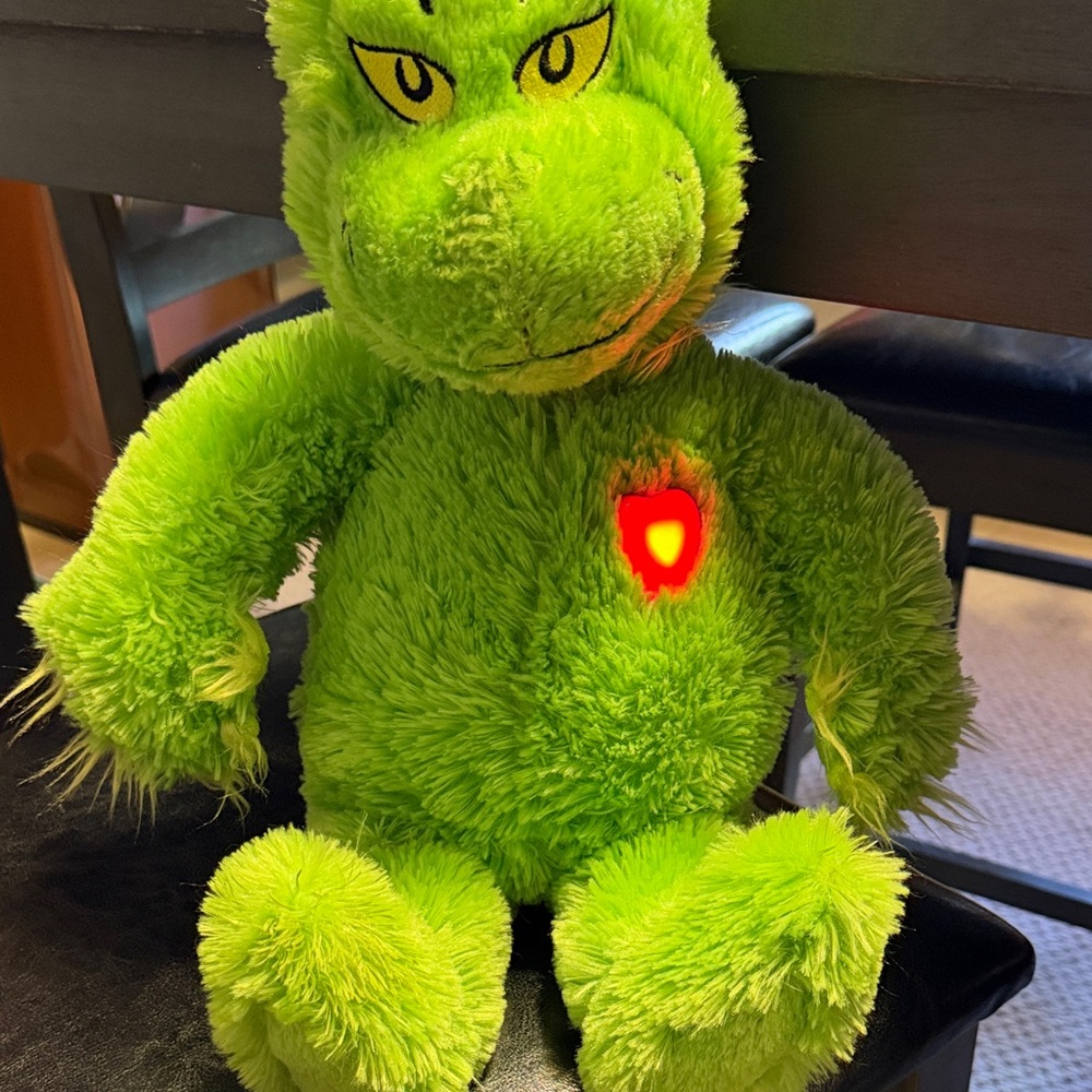 Build-A-Bear Vibrant Grinch Plush with Red Heart